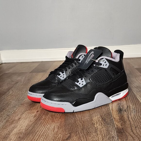Air Jordan 4 Retro Bred Black/Red-Cement FQ8213-006 GS Sneakers Sz 6.5Y - 7Y New - Picture 2 of 7
